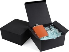 Black Gift Boxes W/ Lids 8x8x4 inches 10 Pack   Easy Assemble Bulk Boxes W/