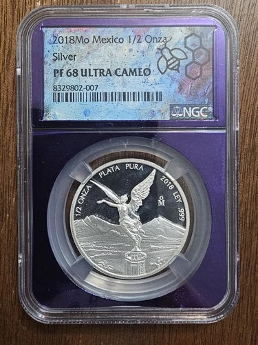 2018 Mexico Libertad 1/2oz Proof Silver NGC PF68 Traderbea Purple Core