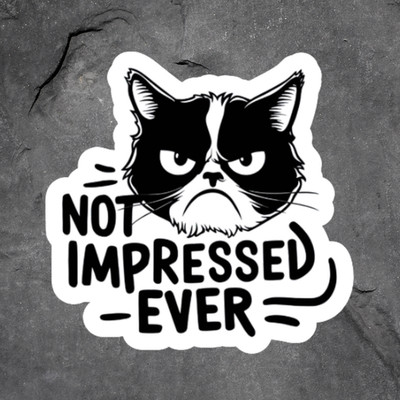 Cat Sticker Vinyl Decal Not Impressed Ever Grumpy Kitty Funny Sarcasm Meme