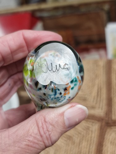 Vintage Signed Mdina Glass Bird Paperweight, Maltese Art Glass, Wood Grain (photo 3)