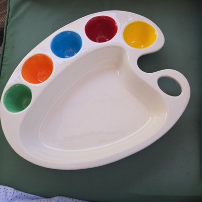 blanc de blanc, White Ceramic Collection, Artist Pallete Chip and Dip Platter