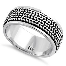 925 Sterling Silver Rope Pattern Eternity Band