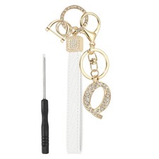 Leather Wristlet Keychain, Letter Q Keychains