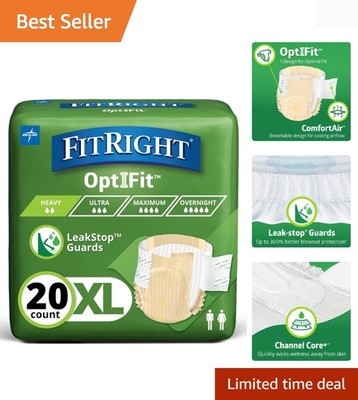 20 Count XL  Adult Diapers - Extra+ Heavy Absorbency & Leak Protection