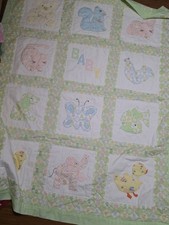 Handmade Baby Quilt / Oversized Nursery Blanket / 47x58 Heirloom Style