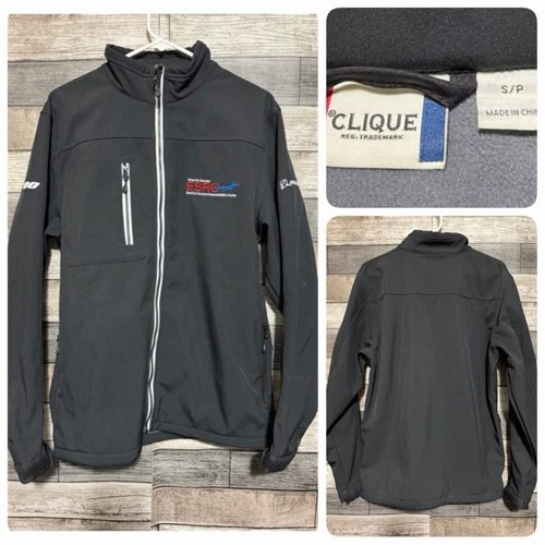 Clique Boeing ESRC Softshell Jacket Men’s S Black Full Zip Fleece Lined - product listing photo