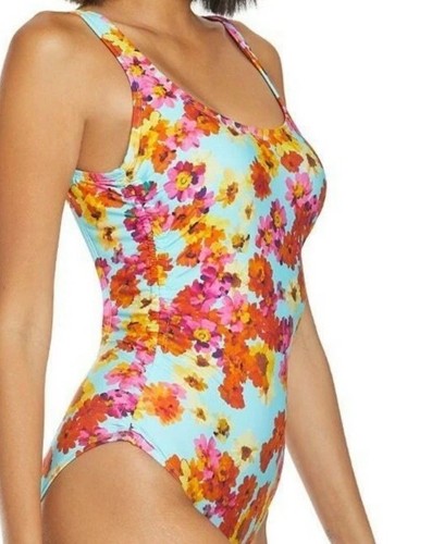 $98 Kenneth Cole Reaction Women's In the Garden Side Ruched Swimsuit sz M Multi - Picture 5 of 11
