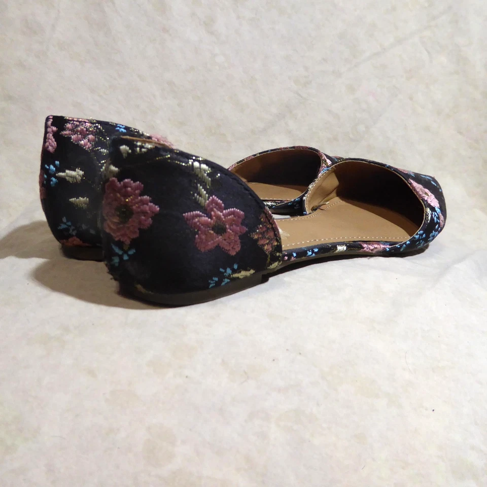 🩰 Report Pointy D'Orsay Flats sz 9 M Multicolor Brockade Flowers; "Spruce" - Image 4 of 4