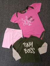 Mossy Oak Pink One Piece Bodysuit Baby Tiny Boss Shirt + Shorts Size 24 M 3-Pack