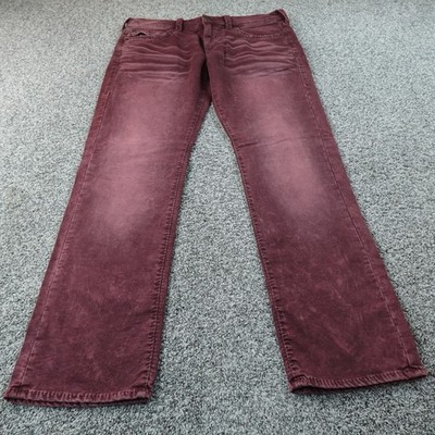 True Religion Jeans Mens 36X34 Red Denim Pants Ricky Relaxed Straight Stretch