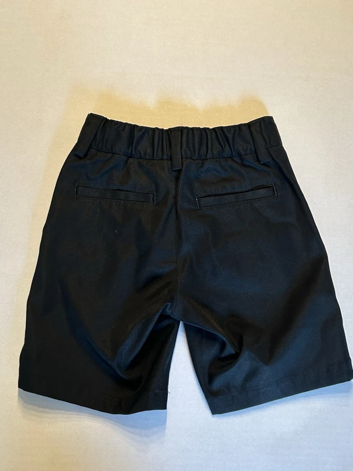 Pantalones Cortos Lands End Negros Frente Plano Poliéster Uniforme Elástico Talla 4 para Niños Foto 4 de 4