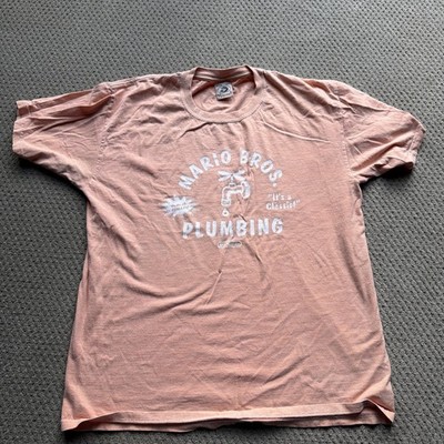 Super Mario Bros. Plumbing Vintage Promo Shirt Nintendo Brothers Large Size L