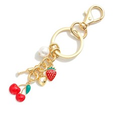 Cherry Strawberry Pearl Bag Charm Keychain Key Ring Bag Charm