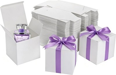 100 Pack White Paper  Boxes with Lids, 4 x 4 x 4 Inch  Wrapping Box Party Favor