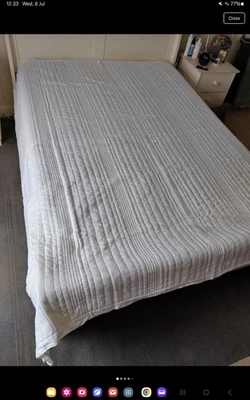 West Elm John Lewis white cotton linen king size bedspread summer Immaculate - Image 1 of 4