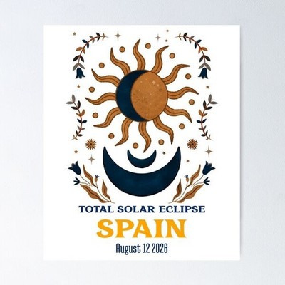 RARE! Total Solar Eclipse Spain August 2026 Premium Poster