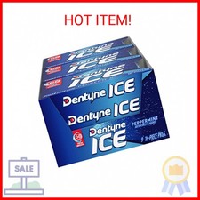Dentyne Ice Peppermint Sugar-Free Chewing Gum, 9 Packs of 16 Pieces 144 Total P