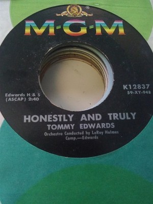 Tommy Edwards, Honestly and Truly ~ 1960 MGM 45 +sleeve