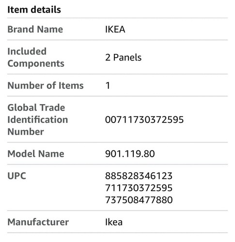 "Cortina IKEA Lill 901.119.80 encaje transparente 2 paneles 98 x 110"" blanca resistente a la decoloración nueva en paquete" - Imagen 6 de 6