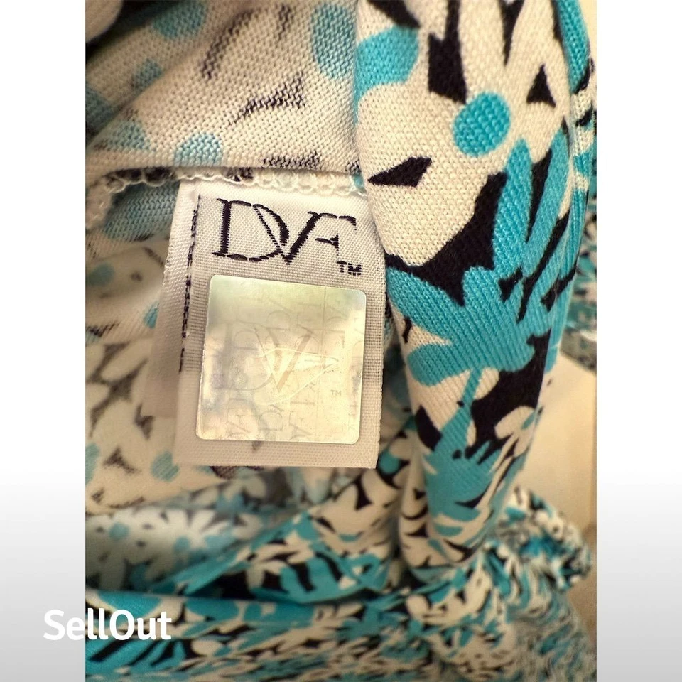 Diane von Furstenberg Women's Floral Wrap Dress Blue Size 6 - Image 4 of 4