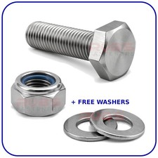 BOLTS AND NUTS M3 M4 M5 M6 FULLY THREADED SET SCREWS WITH NYLON NUT ZINC PLATED