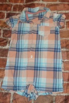 Carters Boys Summer Romper Sz 18 Months plaid guc 