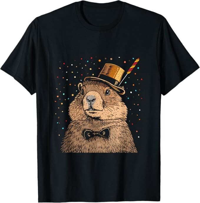 Happy Groundhog Day Ground Hog With Hat Animal Lover T-Shirt