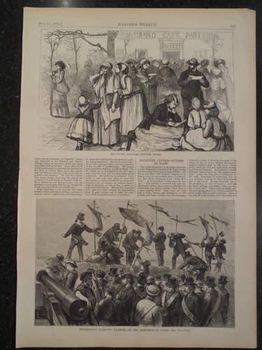 FREEMASONS RAMPARTS PARIS & LETTERS OUTSIDE PARIS HARPER'S WEEKLY 1871 - Picture 2 of 2