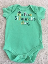 My First St Patrick s Day Green Shamrocks Short Sleeve One Piece 0-3 Months