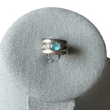 925 Sterling Silver Blue Topaz Set of 3 Stackable Rings Womens Size 6.75