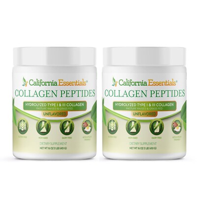 California Essential Collagen Peptides Powder 2 Pack 16oz Grass Fed Unflavored