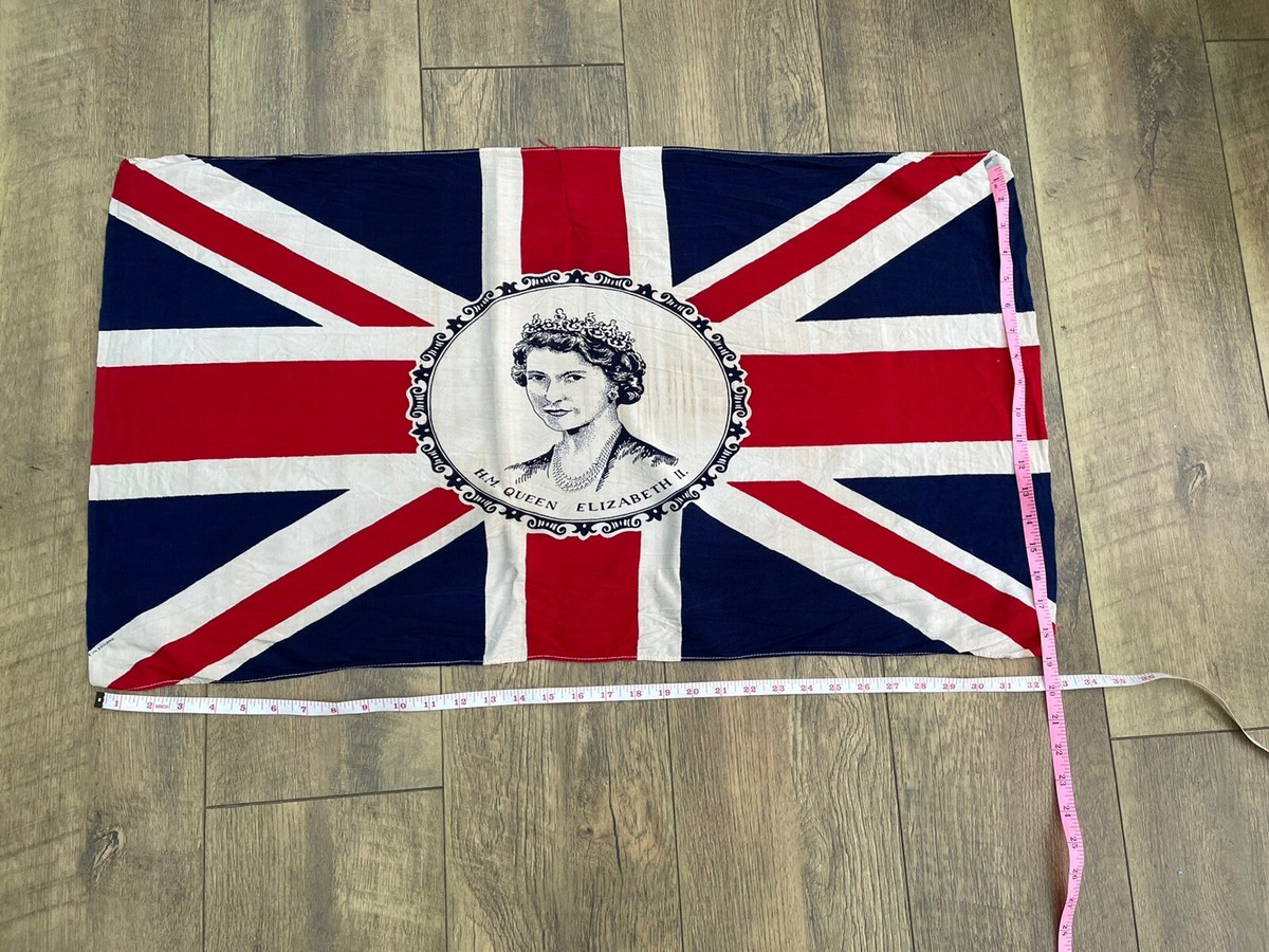 Original Vintage 1953 QEII Queen Elizabeth Coronation Flag 32” x