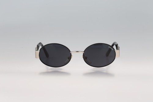 Egizia  16 011, Vintage 90s black and silver oval sunglasses mens & women, NOS - Picture 2 of 10