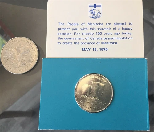 1970 Canadian Dollar Coin, Manitoba Centennial PLUS 1970 School Token