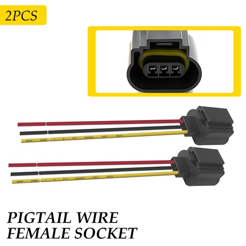 H13/9008 Headlight Socket Pigtail Harness - Female Plug Wire Repair For Ford & Others