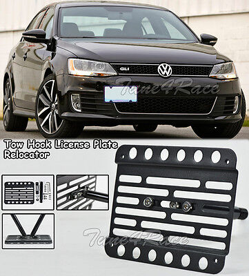 For 11-15 Volkswagen Jetta GLI Front Bumper Tow Hook License Plate Bracket  Mount 