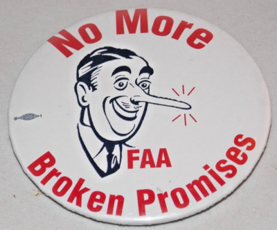Air Traffic Controller No More Broken Promises pinback button