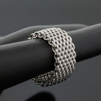 『Tiff RING SILVER925』 RETIRED TIFFANY & CO STERLING SILVER 925 WIDE ZIG ZAG BAND