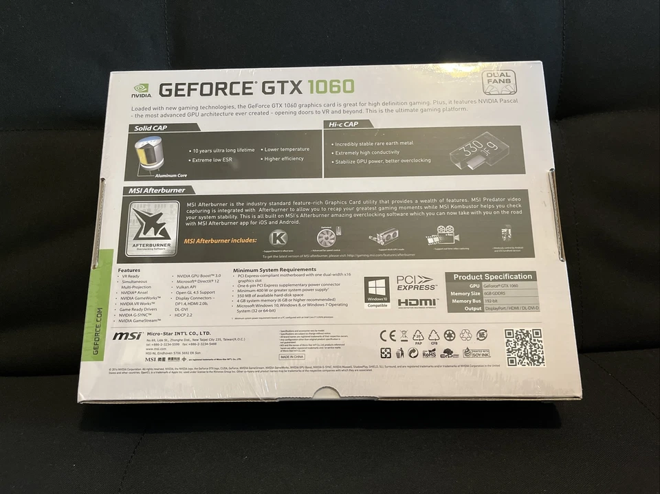 MSI GeForce GTX 1060 V1 OC GDDR5 6GB Gaming Graphics Card - Image 3 of 4