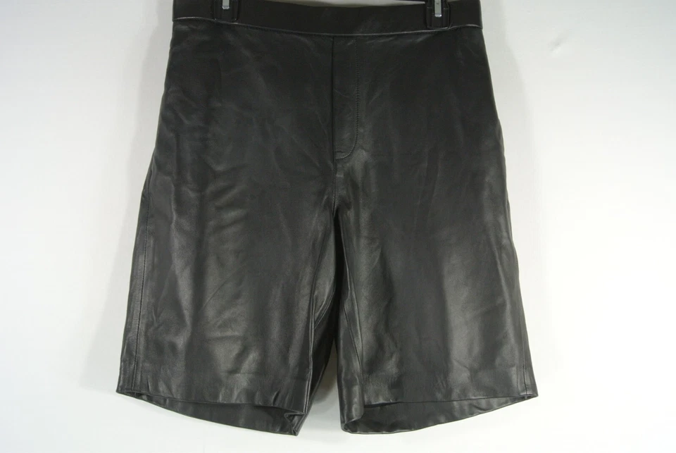 NUEVO ALLSAINTS Jen Pantalones Cortos Jogger de Cuero en Negro Talla 8 #P2377 Foto 4 de 4