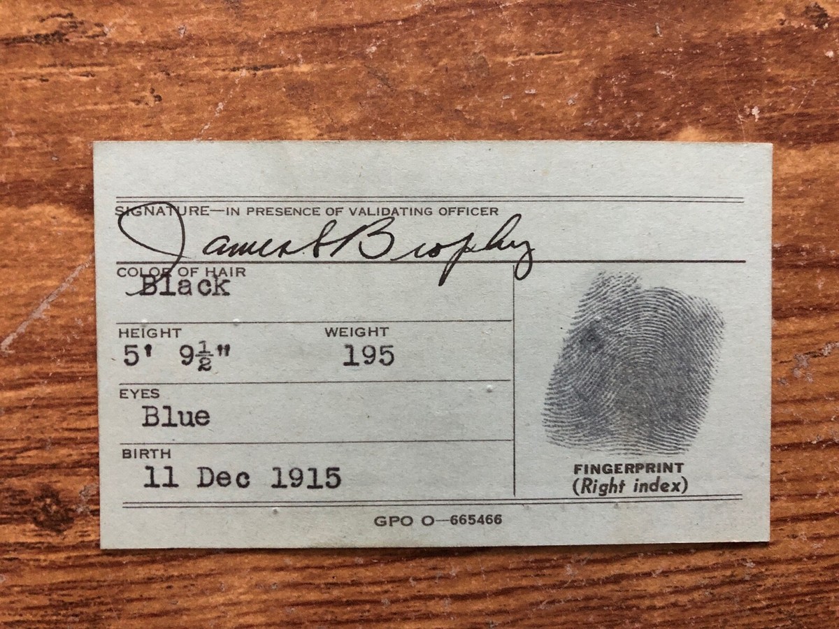Vintage 1945 UNITED STATES NAVAL RESERVE ID Card Lieutenant James