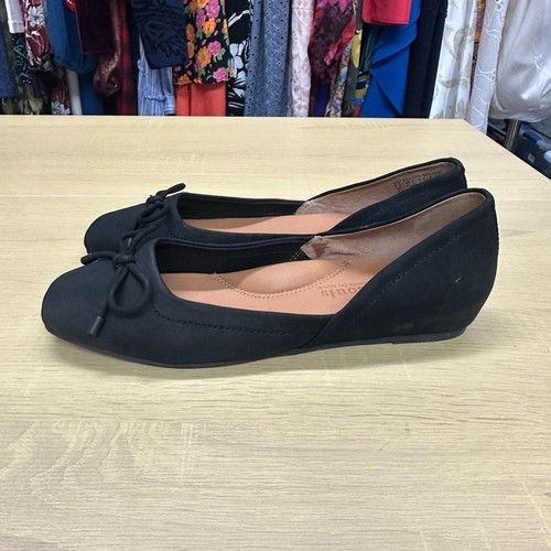 GENTLE SOULS Sailor Bow Ballet Flats Black Suede Comfort Size 6.5 NWOT - Picture 7 of 10
