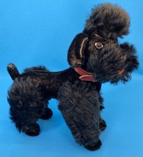 Vintage Steiff Snobby Black Mohair Poodle 1950 EAR BUTTON Paper TAG EXCELLENT