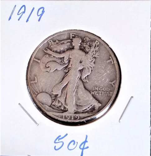1919 Walking Liberty Half Dollar, Original Fine, Priced Below Grey sheet value