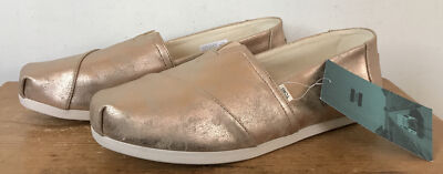 NEW Toms Classic Champagne Synthetic Shimmer Metallic Rose Shoes 12 VEGAN 43.5