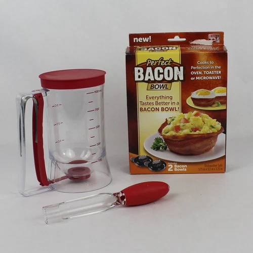 Lot of 3 Kitchen Gadgets Perfect Bacon Bowl Apple Corer Pancake Dispenser Set