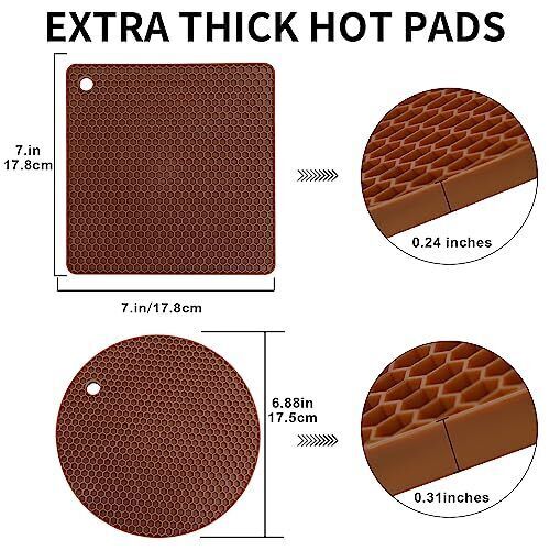 4 Pack Silicone Trivet Mats, Multi-Purpose Hot Pot Holder Hot Pads for Table  