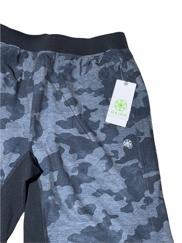 NWT$48 Gaiam Men's Karma Shorts Strength Camo Ebony Sz Small Drawstring Slim Fit - Picture 2 of 5