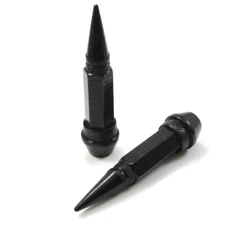 2 Black Aluminum Metal Long Spike Wheel/Tire Valve Stem Bike-Motorcycle Air Caps