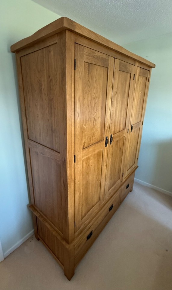 Solid Oak Triple Door Wardrobe | eBay UK